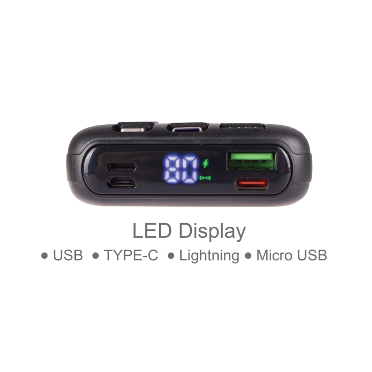 Fast Charging Wireless Power Bank With Built-In 3 Cables